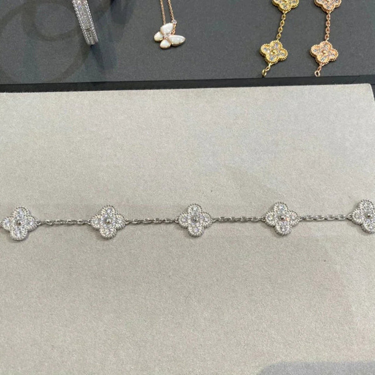 [⭐moonlume] CLOVER 5 MOTIF FULL DIAMOND BRACELET COLLECTION