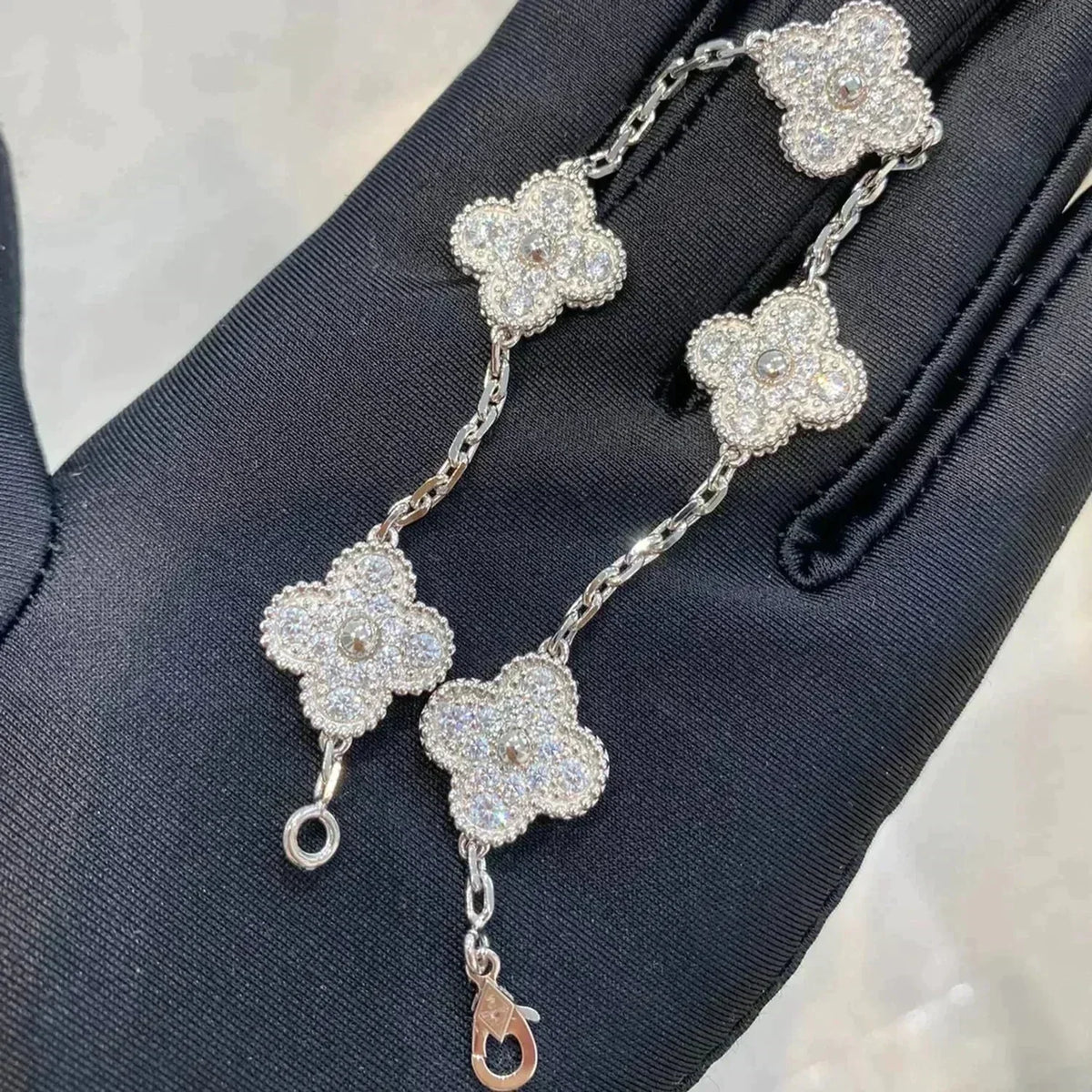 [⭐moonlume] CLOVER 5 MOTIF FULL DIAMOND BRACELET COLLECTION