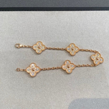 [⭐moonlume] CLOVER 5 MOTIF FULL DIAMOND BRACELET COLLECTION