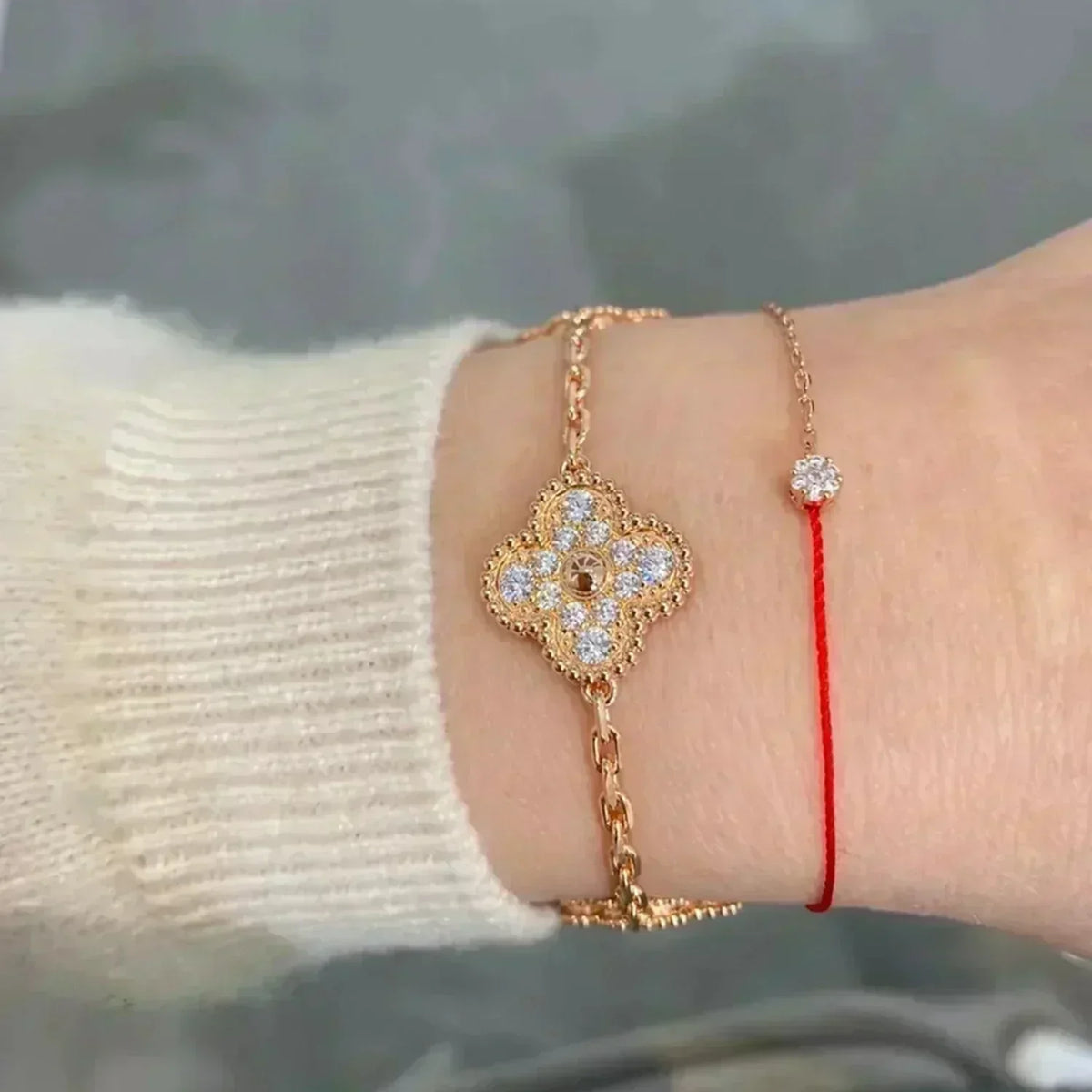 [⭐moonlume] CLOVER 5 MOTIF FULL DIAMOND BRACELET COLLECTION