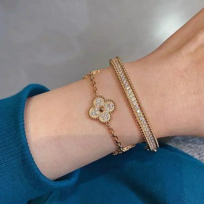 [⭐moonlume] CLOVER 5 MOTIF FULL DIAMOND BRACELET COLLECTION