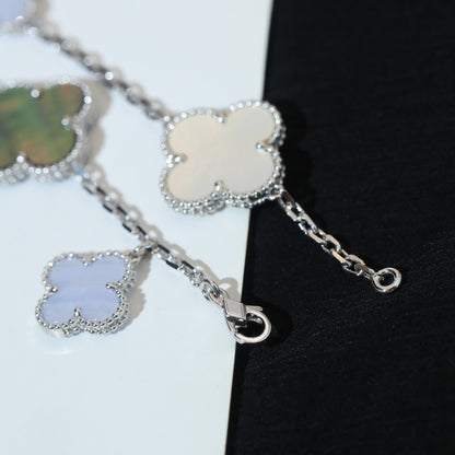 [⭐moonlume]CLOVER BRACELET 5 MOTIFS MOP CHALCEDONY SILVER
