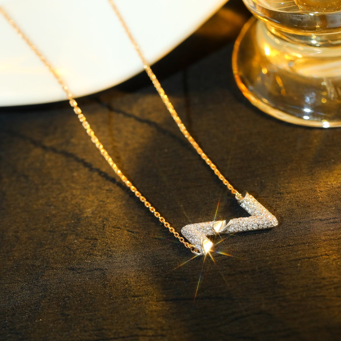 [⭐moonlume]VOLT SILVER DIAMOND PEDANT NECKLACE