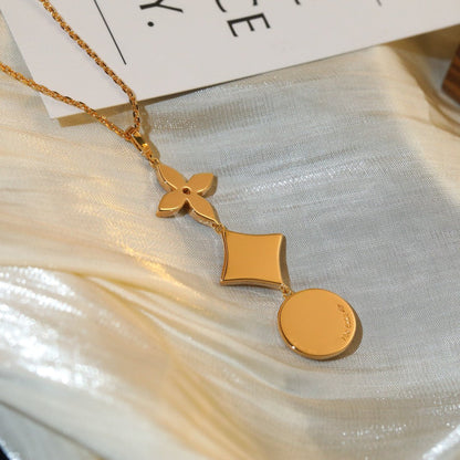 [⭐moonlume]STAR AND SUN DIAMOND PINK GOLD NECKLACE