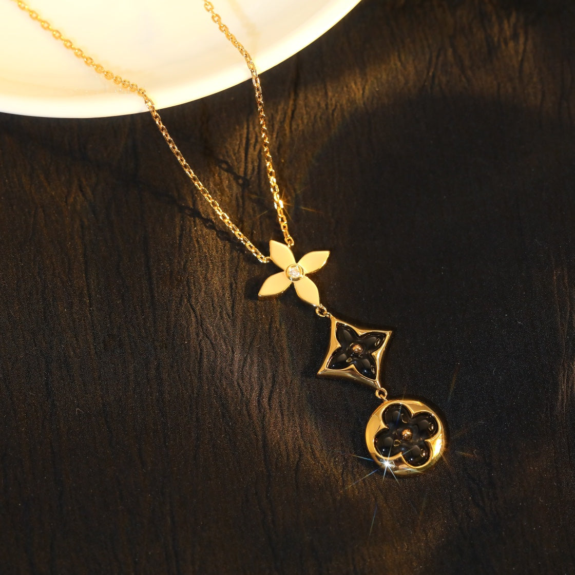 [⭐moonlume]STAR AND SUN ONYX PINK GOLD NECKLACE