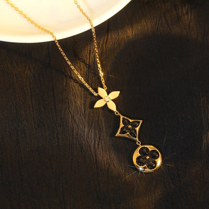 [⭐moonlume]STAR AND SUN ONYX PINK GOLD NECKLACE