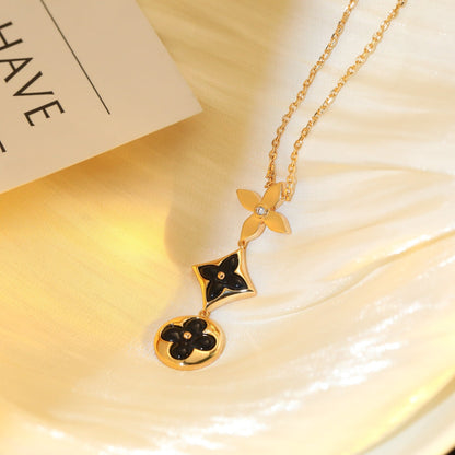[⭐moonlume]STAR AND SUN ONYX PINK GOLD NECKLACE
