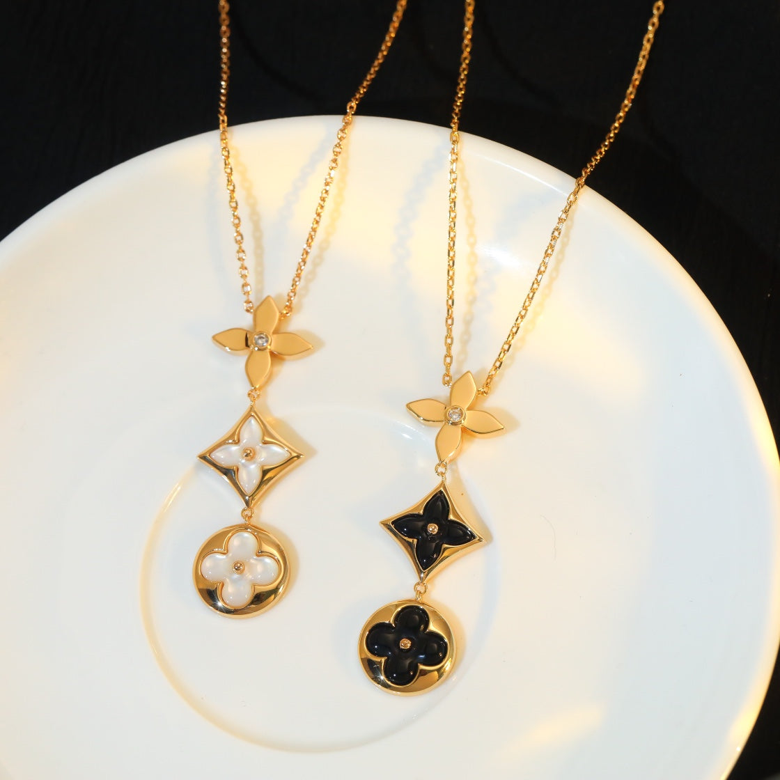 [⭐moonlume]STAR AND SUN ONYX PINK GOLD NECKLACE