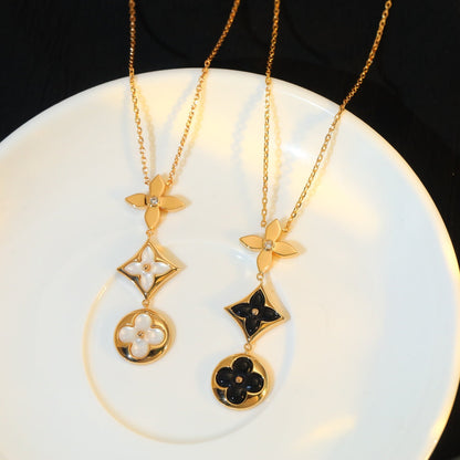 [⭐moonlume]STAR AND SUN ONYX PINK GOLD NECKLACE