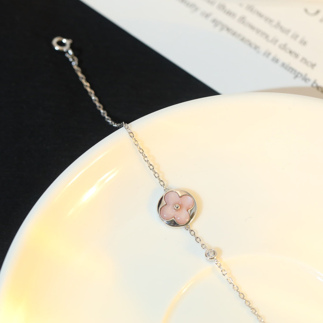 [⭐moonlume]SUN MOTIF PINK MOP SILVER BRACELET