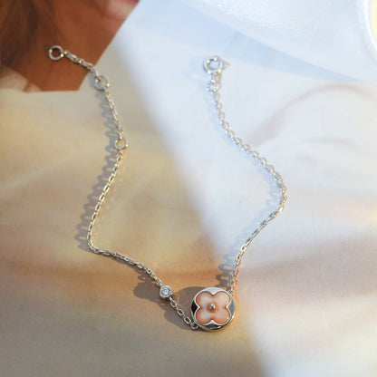 [⭐moonlume]SUN MOTIF PINK MOP SILVER BRACELET