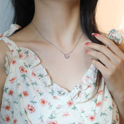 [⭐moonlume]SUN PEDANT PINK GOLD 1 DIAMOND NECKLACE