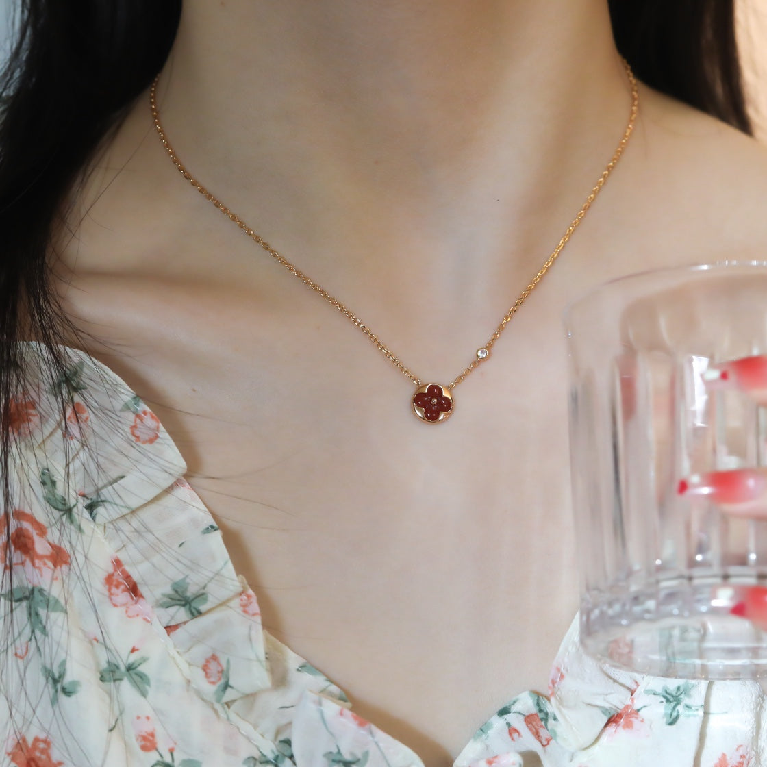 [⭐moonlume]SUN PEDANT PINK GOLD 1 DIAMOND NECKLACE