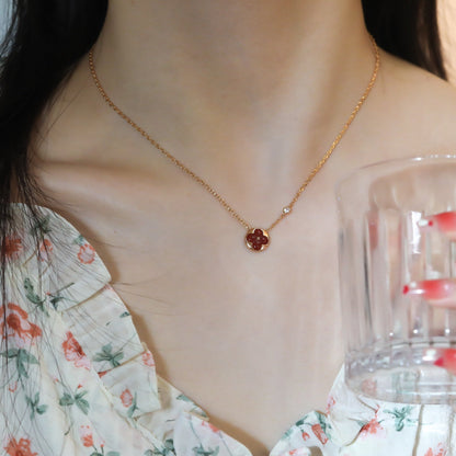 [⭐moonlume]SUN PEDANT PINK GOLD 1 DIAMOND NECKLACE
