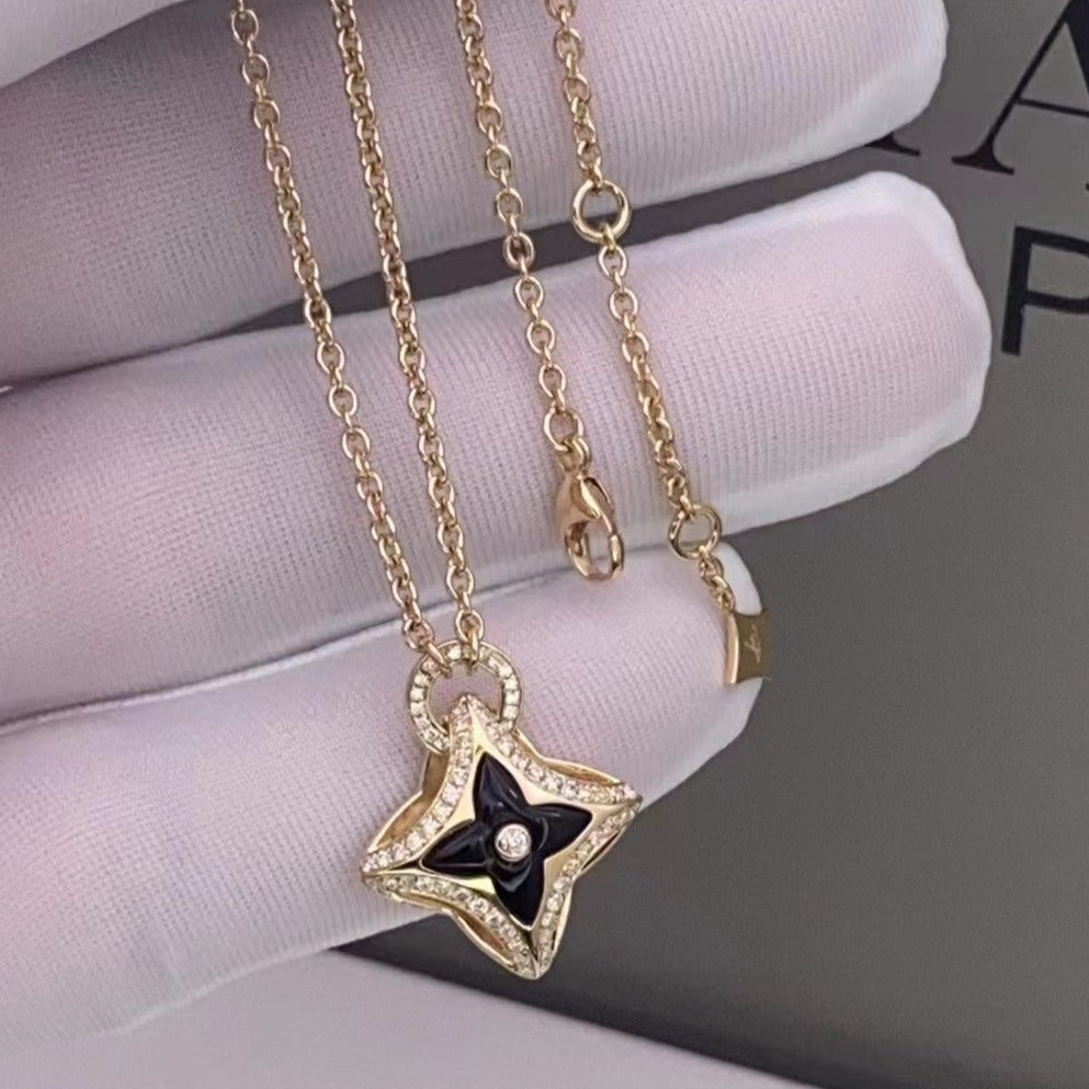 [⭐moonlume]STAR PEDANT PINK GOLD DIAMOND NECKLACE