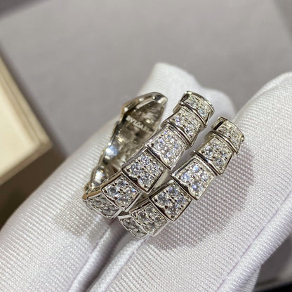 [⭐moonlume]SERPENTI DOUBLE RING SILVER DIAMOND PAVED