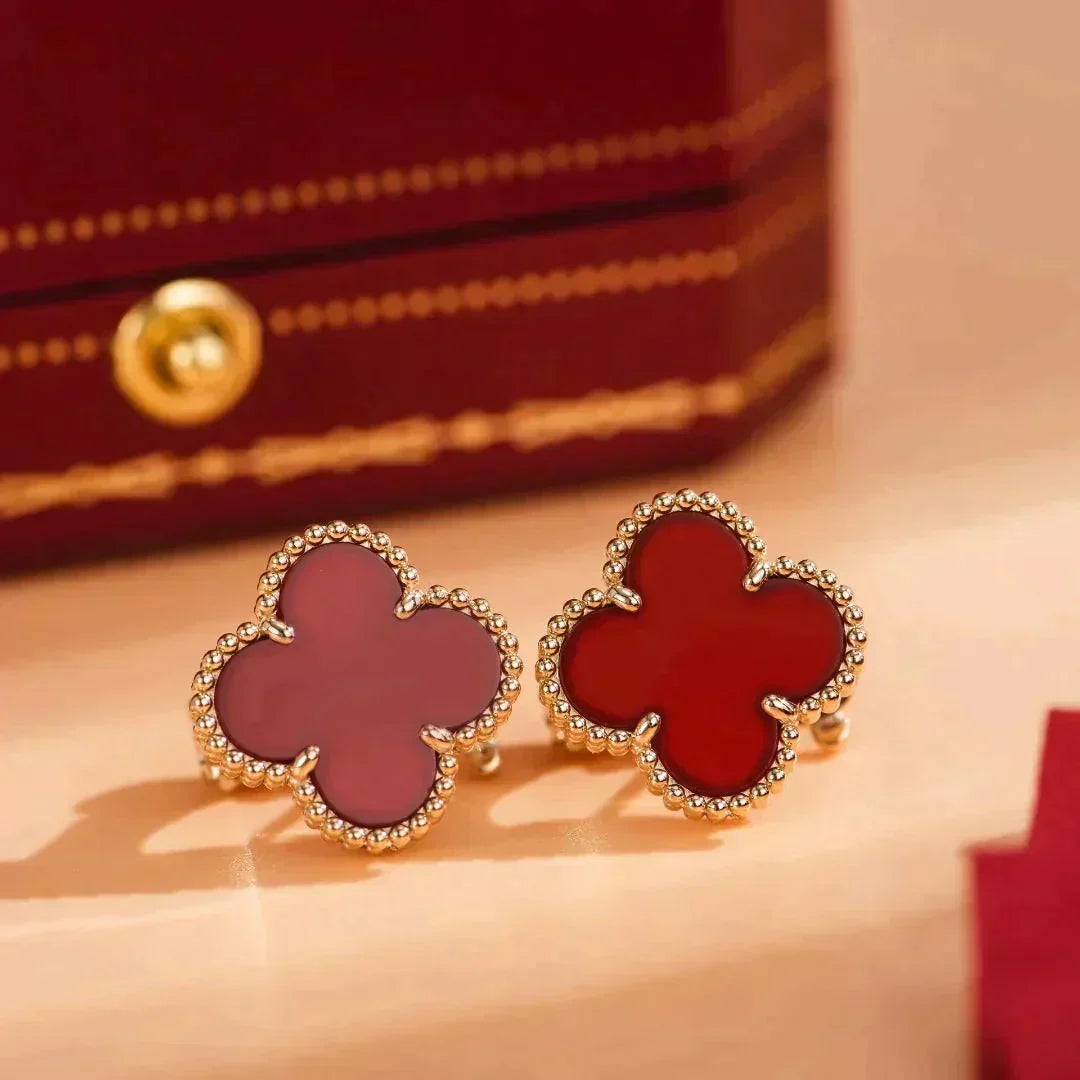 [⭐moonlume]CLOVER MEDIUM 1 MOTIFS CARNELIAN  EARRINGS