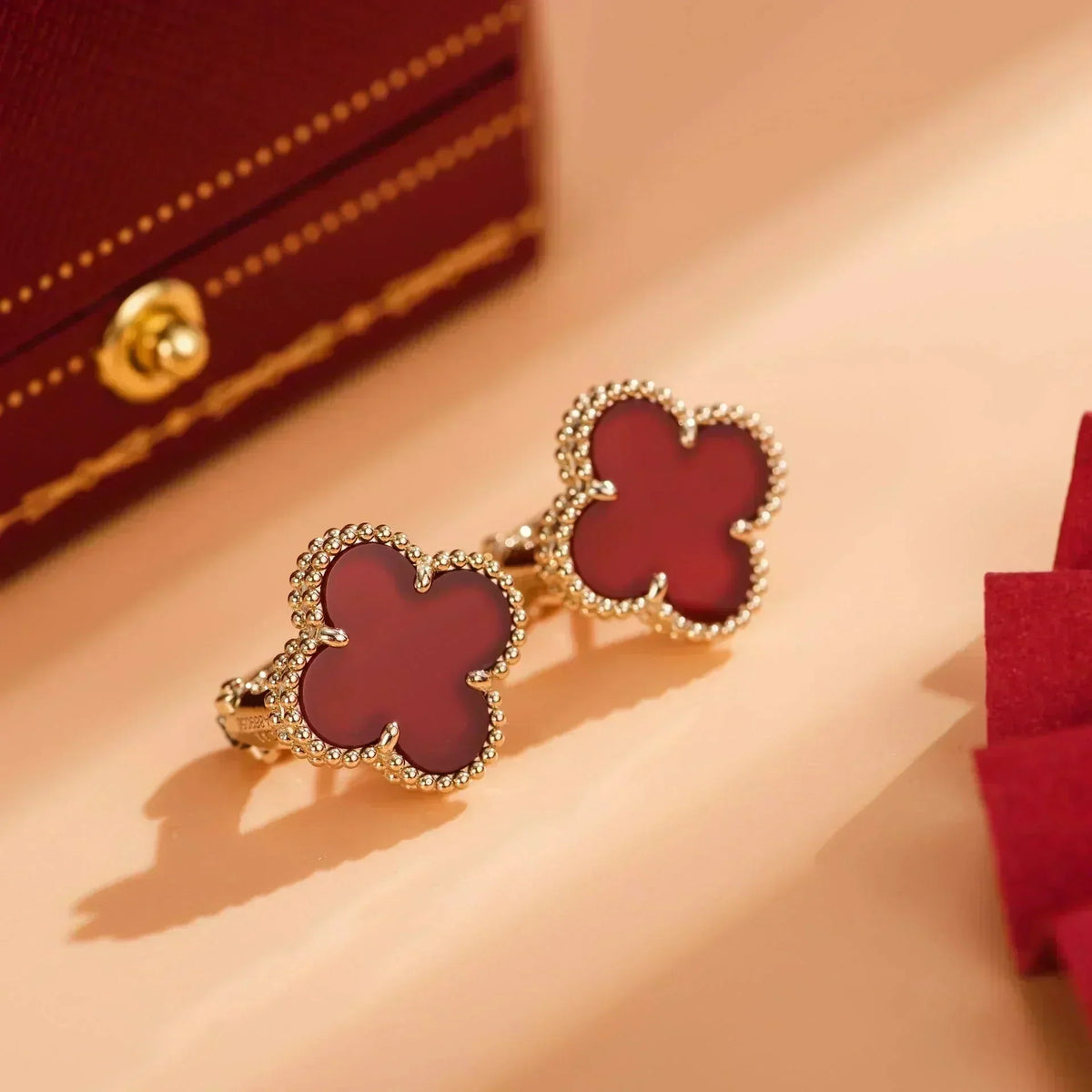 [⭐moonlume]CLOVER MEDIUM 1 MOTIFS CARNELIAN  EARRINGS