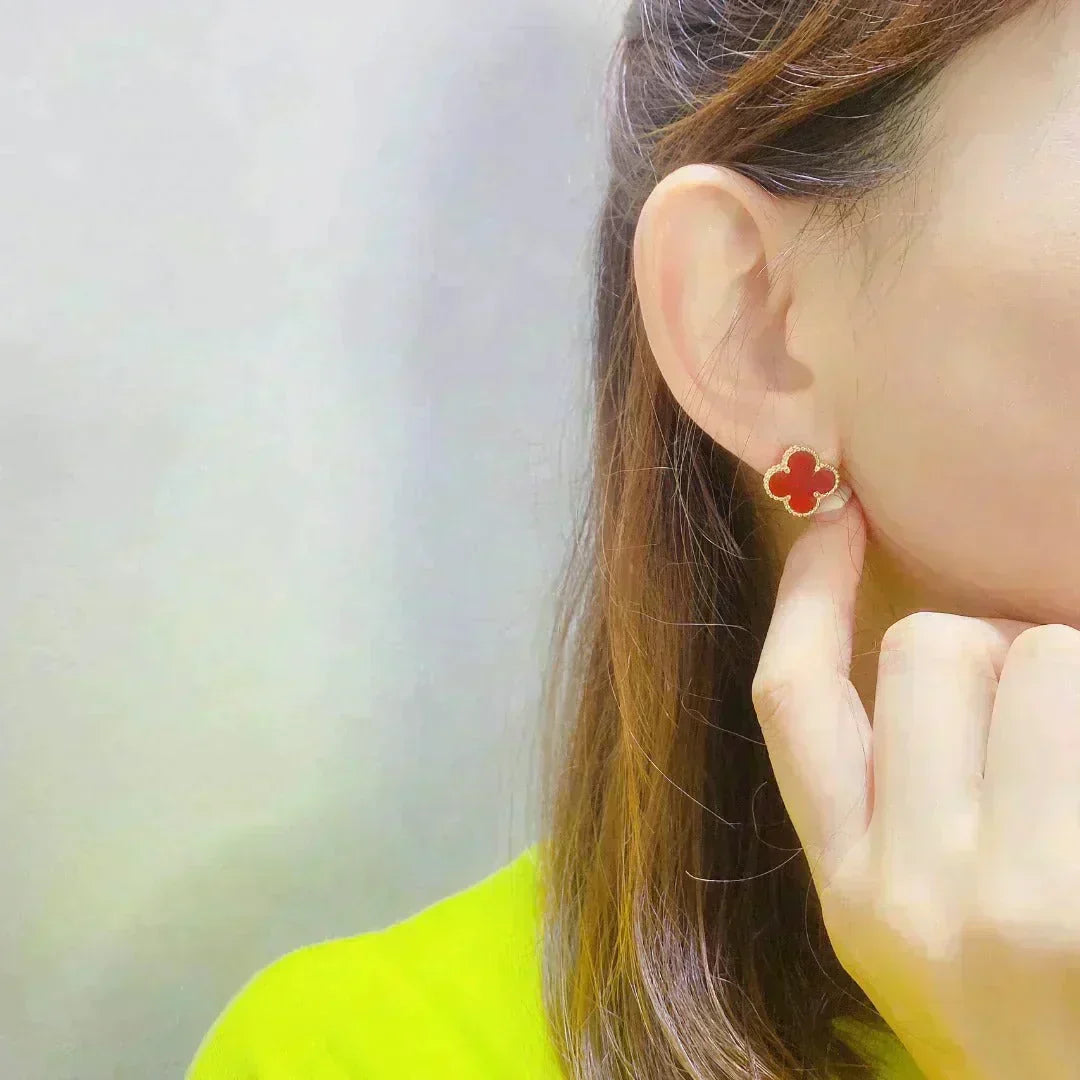 [⭐moonlume]CLOVER MEDIUM 1 MOTIFS CARNELIAN  EARRINGS