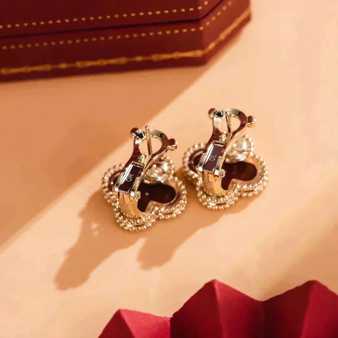 [⭐moonlume]CLOVER MEDIUM 1 MOTIFS CARNELIAN  EARRINGS