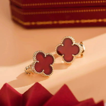 [⭐moonlume]CLOVER MEDIUM 1 MOTIFS CARNELIAN  EARRINGS