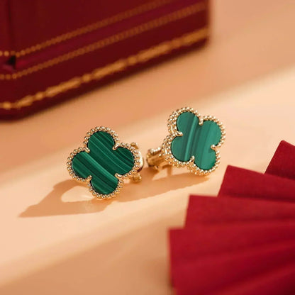 [⭐moonlume]CLOVER MEDIUM 1 MOTIFS MALACHITE  EARRINGS