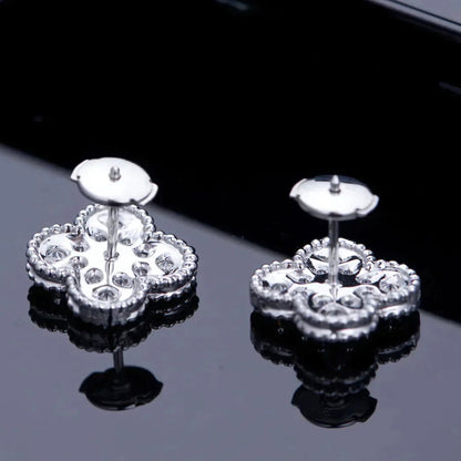 [⭐moonlume]CLOVER 1 MOTIFS DIAMOND STUD EARRINGS SILVER