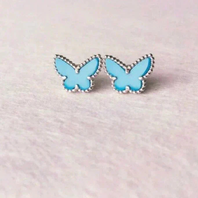 [⭐moonlume]BUTTERFLY TURQUOISE EARRINGS SILVER