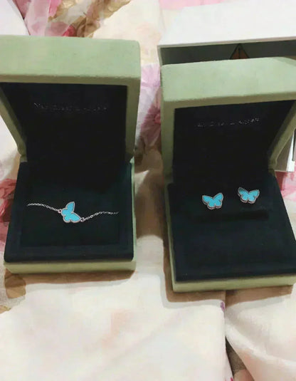 [⭐moonlume]BUTTERFLY TURQUOISE EARRINGS SILVER