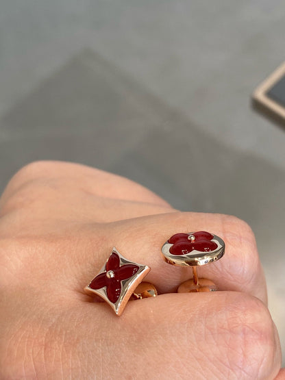 [⭐moonlume]STAR AND SUN PINK GOLD CARNELIAN STUD EARRINGS