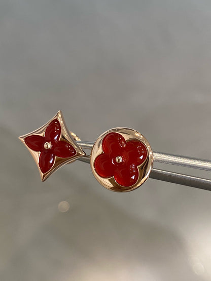 [⭐moonlume]STAR AND SUN PINK GOLD CARNELIAN STUD EARRINGS