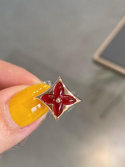 [⭐moonlume]STAR AND SUN PINK GOLD CARNELIAN STUD EARRINGS