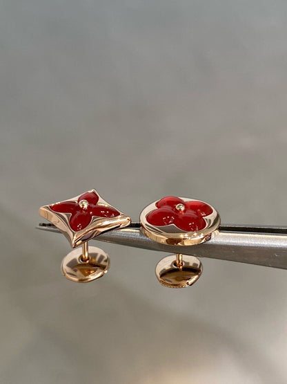[⭐moonlume]STAR AND SUN PINK GOLD CARNELIAN STUD EARRINGS