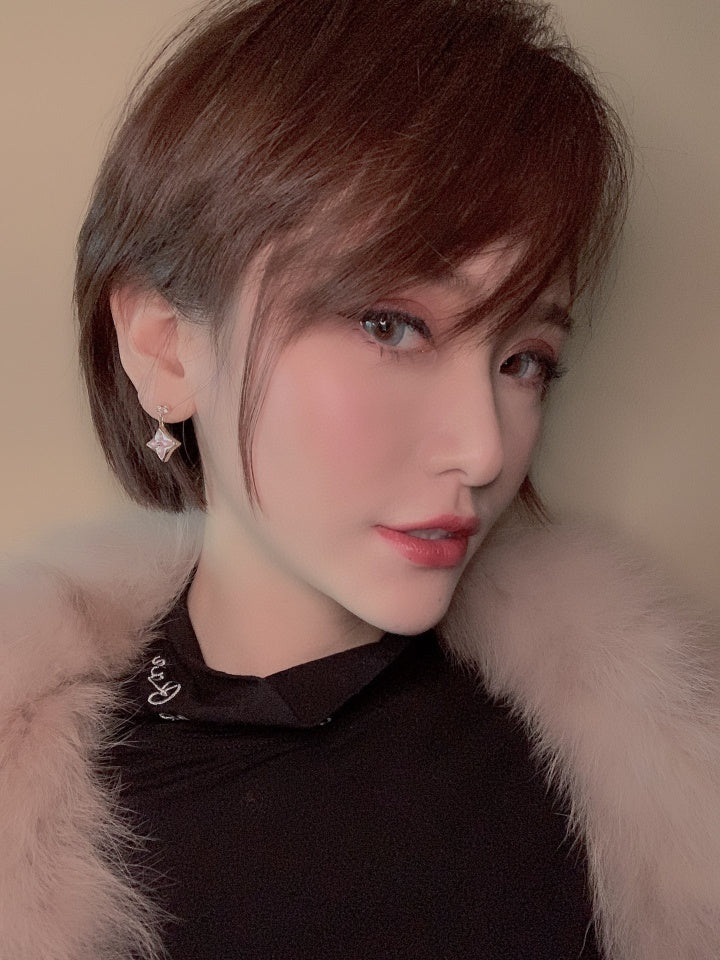 [⭐moonlume]DOUBLE STAR PINK GOLD MOP DROP EARRINGS