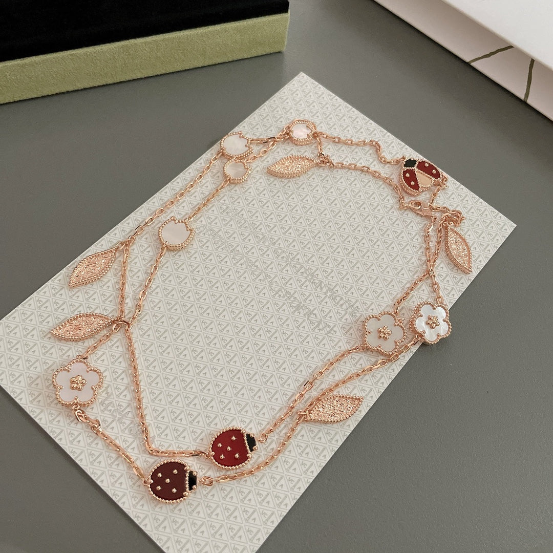 [⭐moonlume]LUCKY SPRING 15 MOTIFS ROSE GOLD NECKLACE