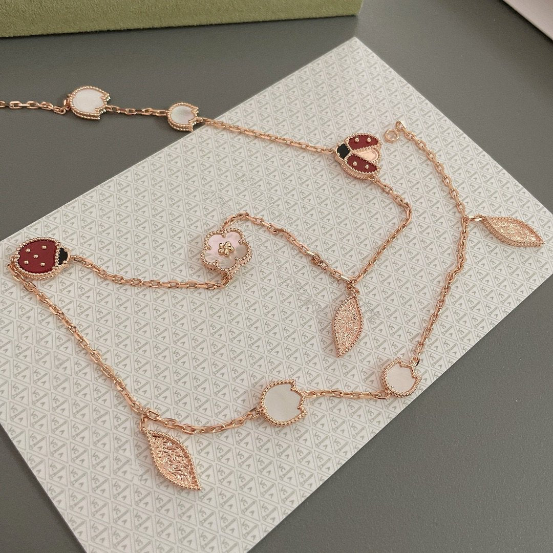 [⭐moonlume]LUCKY SPRING 15 MOTIFS ROSE GOLD NECKLACE