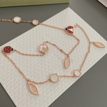 [⭐moonlume]LUCKY SPRING 15 MOTIFS ROSE GOLD NECKLACE