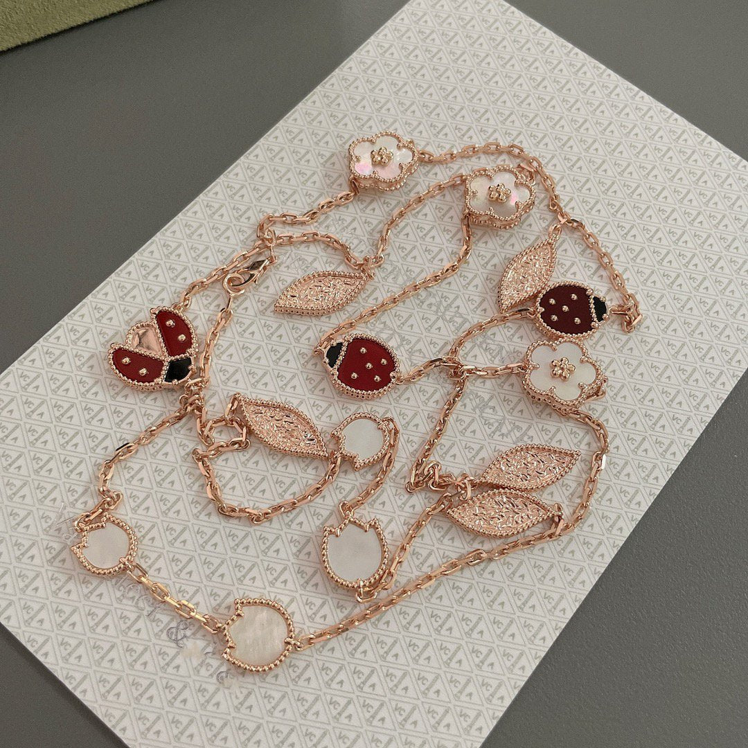 [⭐moonlume]LUCKY SPRING 15 MOTIFS ROSE GOLD NECKLACE