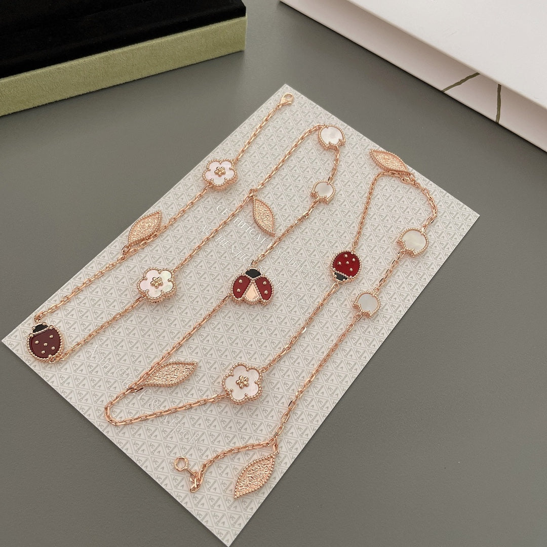 [⭐moonlume]LUCKY SPRING 15 MOTIFS ROSE GOLD NECKLACE