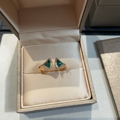 [⭐moonlume]DREAM MALACHITE DIAMOND OPEN RING