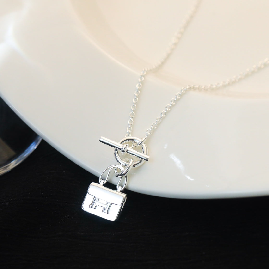 [⭐moonlume]POP H PEDANT SILVER NECKLACE