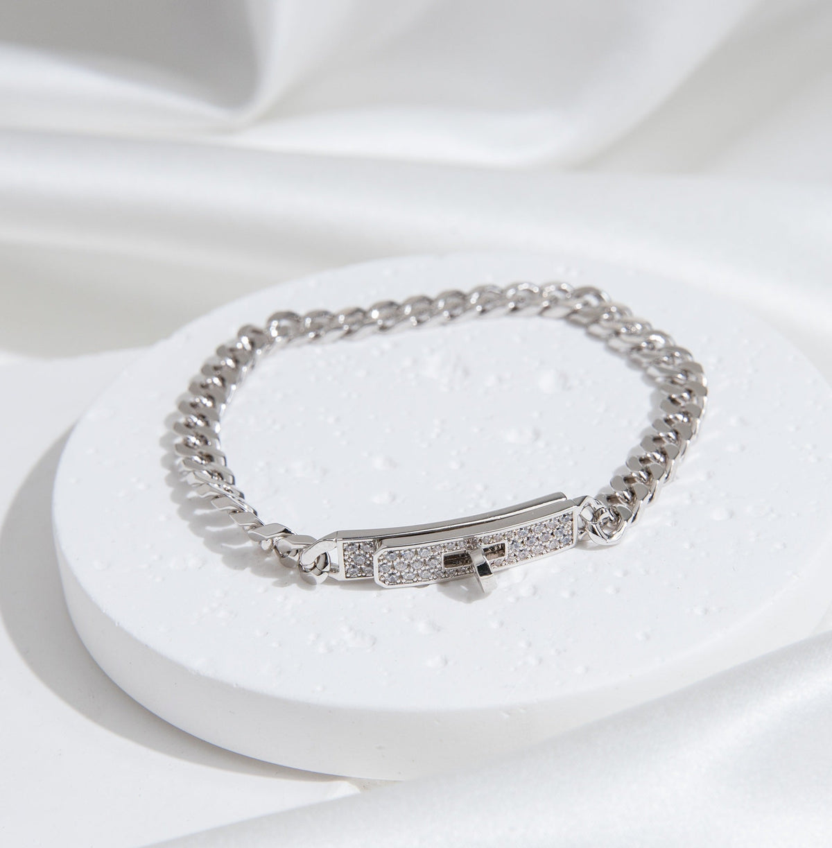 [⭐moonlume]KELLY CHAIN SILVER DIAMOND BRACELET