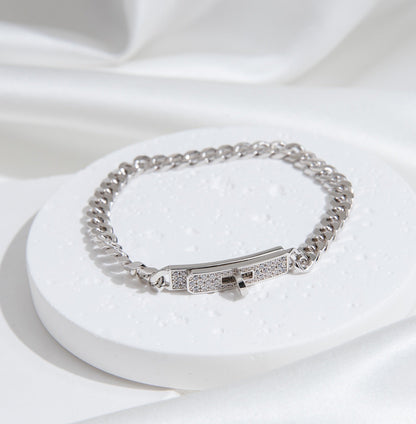 [⭐moonlume]KELLY CHAIN SILVER DIAMOND BRACELET