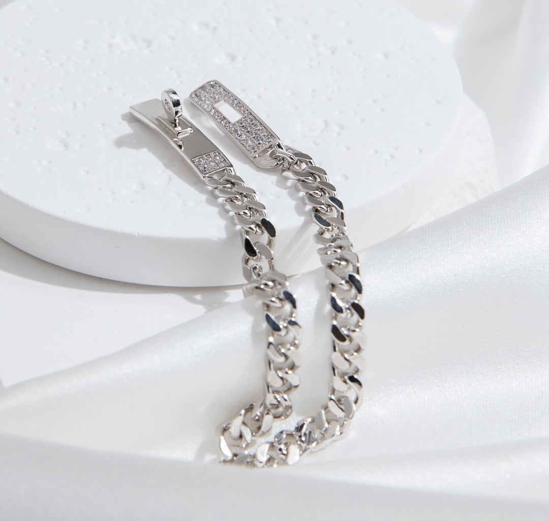 [⭐moonlume]KELLY CHAIN SILVER DIAMOND BRACELET