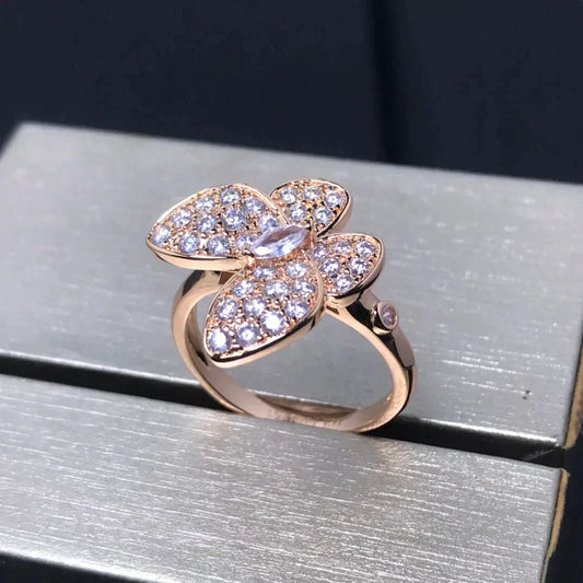 [⭐moonlume]BUTTERFLY PINK GOLD DIAMOND RING
