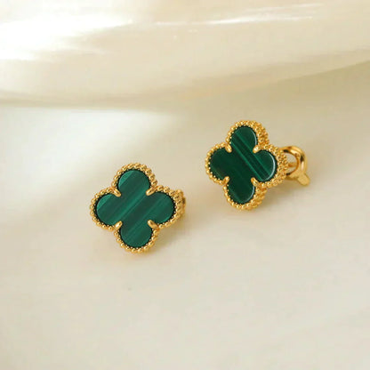 [⭐moonlume]CLOVER MEDIUM 1 MOTIFS MALACHITE  EARRINGS