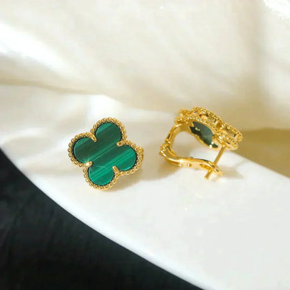[⭐moonlume]CLOVER MEDIUM 1 MOTIFS MALACHITE  EARRINGS