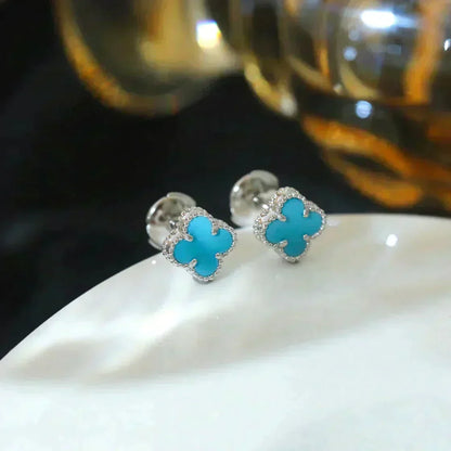 [⭐moonlume]CLOVER MINI 9.5MM ONYX STUD EARRINGS SILVER