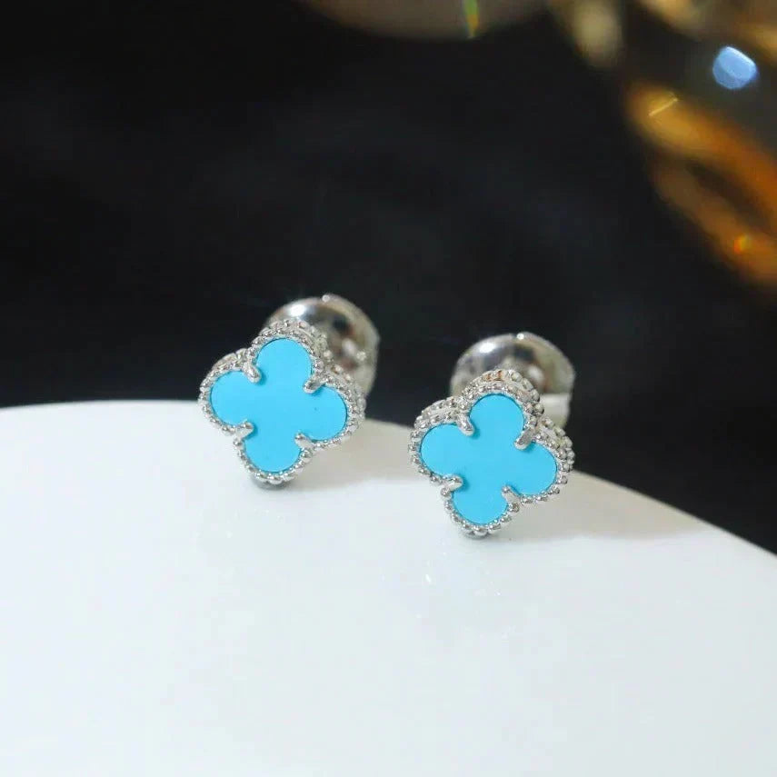 [⭐moonlume]CLOVER MINI 9.5MM ONYX STUD EARRINGS SILVER