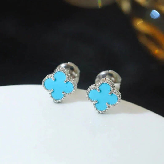 [⭐moonlume]CLOVER MINI 9.5MM ONYX STUD EARRINGS SILVER